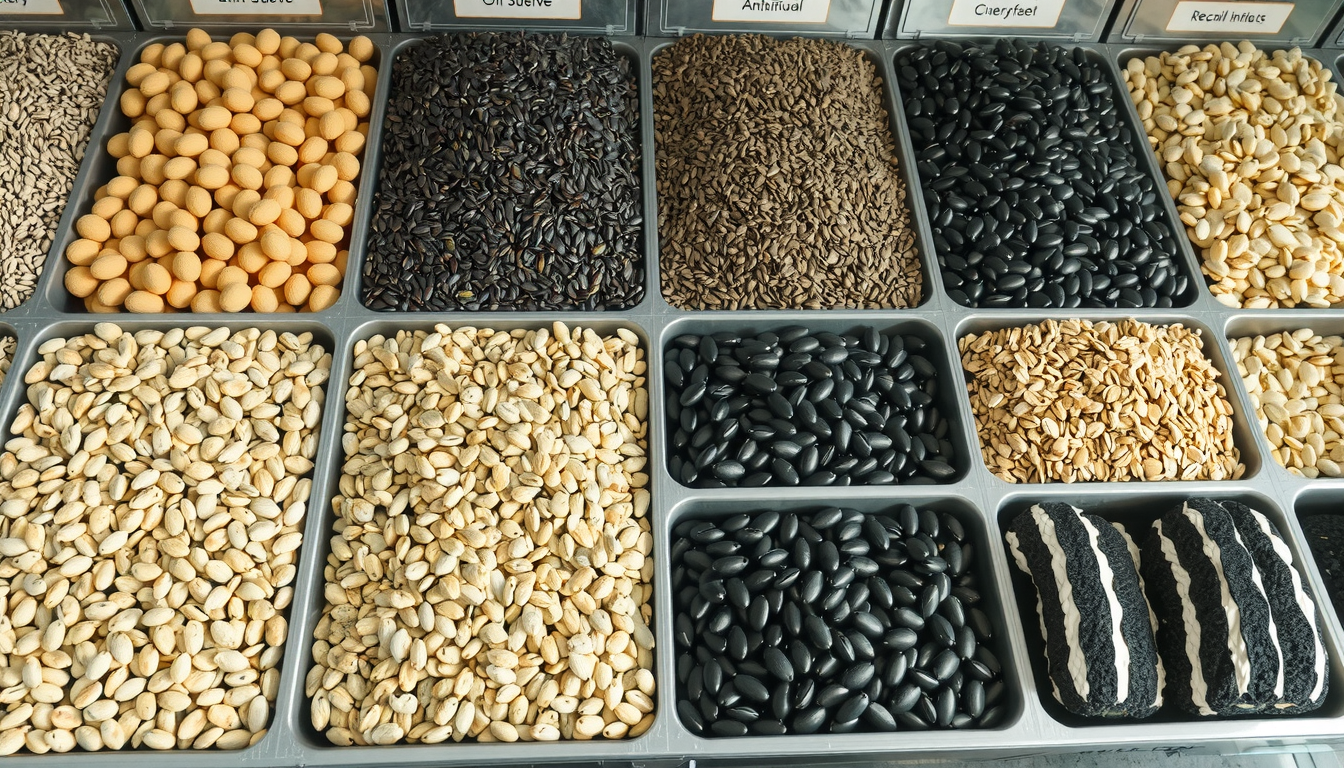 Различные сорта семян подсолнечника: кондитерские, масличные и полосатые виды