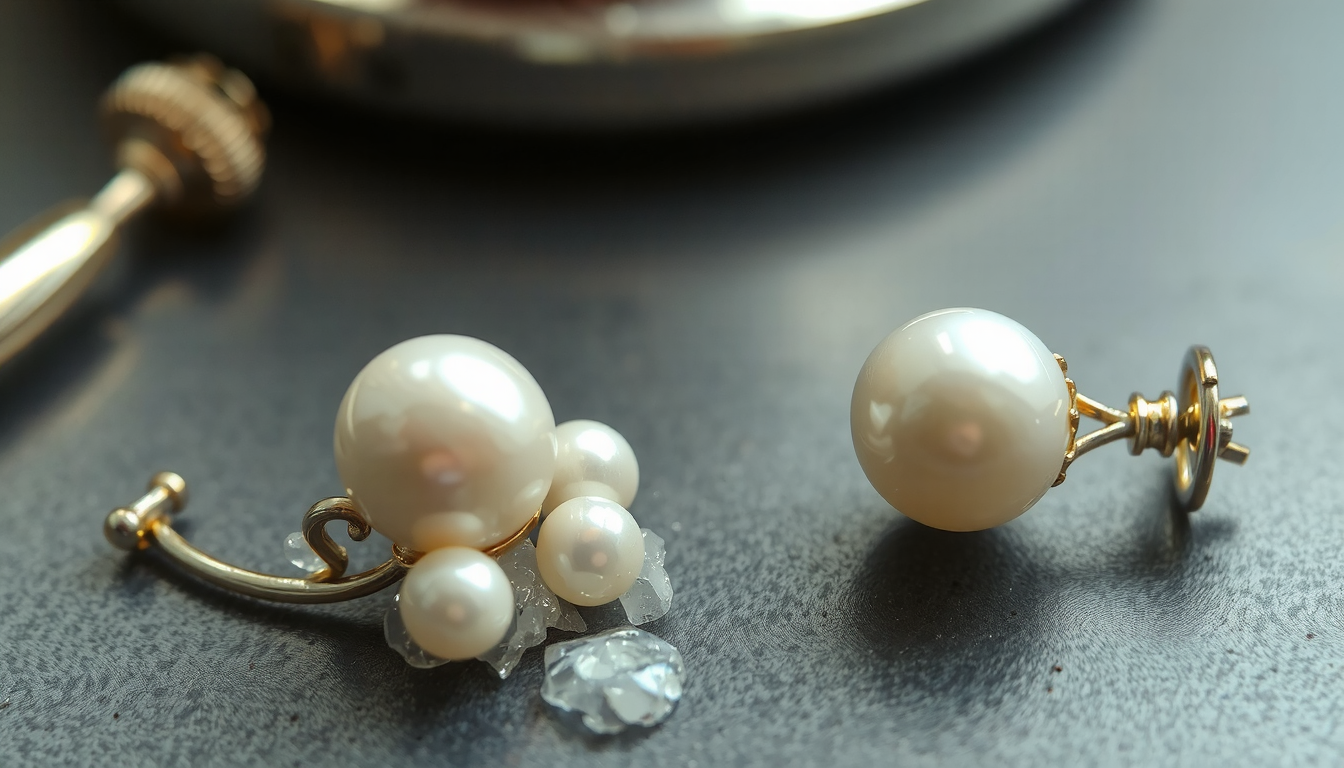 Pearl glue being carefully applied in small amount to avoid messy residue buildup