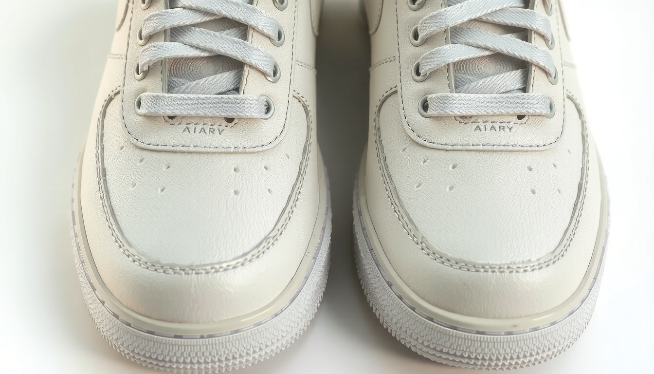 Person checking proper Air Force 1 fit to prevent toe box creasing while walking